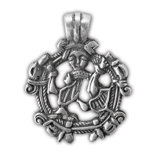 Амулет защитный нордический Сигурд побеждающий Фафнира материал - олово