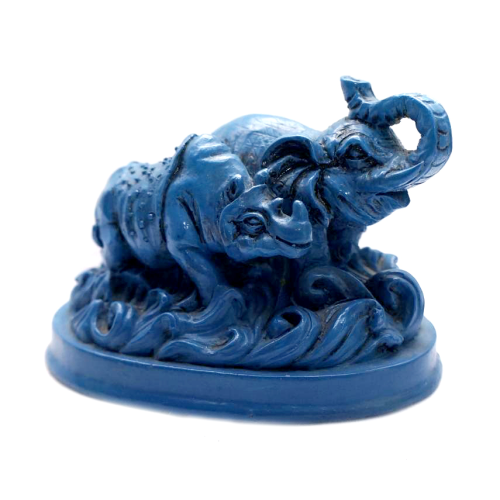 9260250 Носорог со слоном синие полистоун