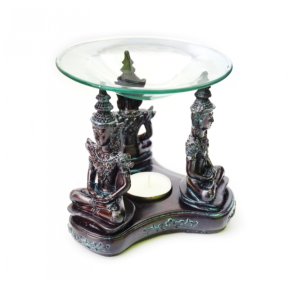 Аромалампа Три Тайських Будди полистоун із скляною чашею
