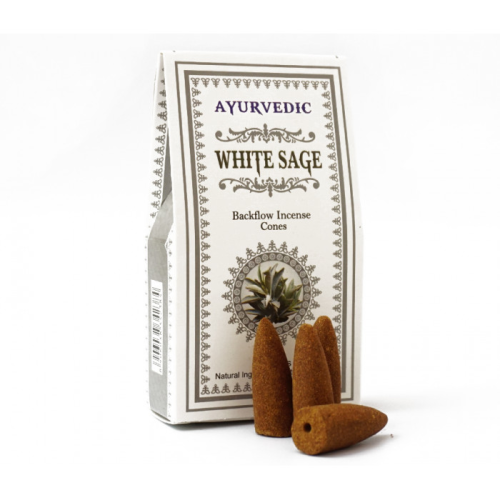 Ayurvedic BACK FLOW CONES WHITE SAGE Конуси Біла шавлія 10 конусів у пачці