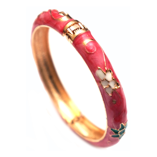 Браслет кольцо разъёмный Эмаль Розовый