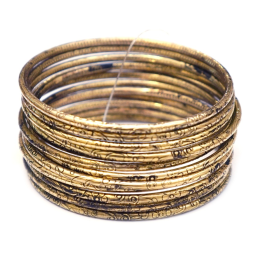 Комплект из 12 браслетов кольцо Дутые желтый метал