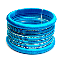 Комплект из 13 браслетов кольцо в ткани Голубой