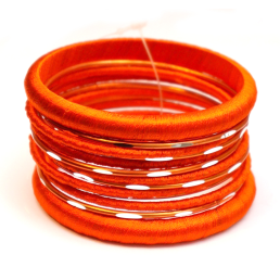 Комплект из 13 браслетов кольцо в ткани Оранжевый