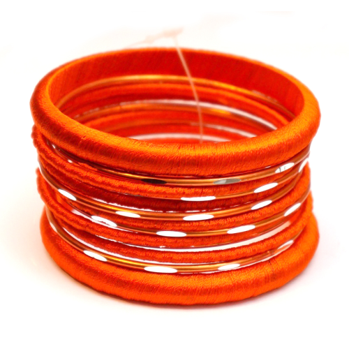 Комплект из 13 браслетов кольцо в ткани Оранжевый