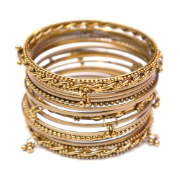 Комплект из 17 браслетов кольцо с подвесками желтый