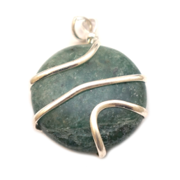 Кулон из натурального камня "Шайба + спираль" Зелёный авантюрин