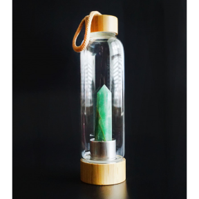 Пляшка для води із кристалом 550мл. Зелений авантюрин