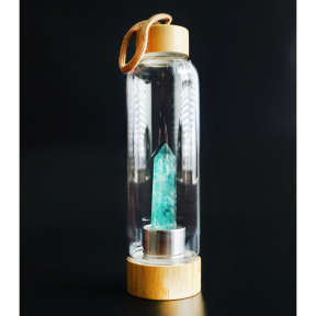 Пляшка для води із кристалом 550мл. Зелений флюорит