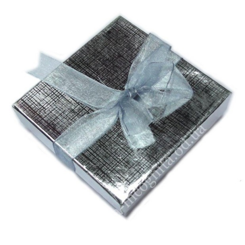 Коробочка картонная для упаковки бижутерии Серебряная