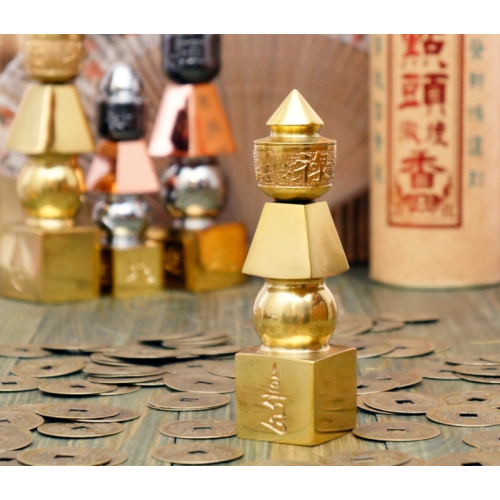 Пагода п'яти елементів "золото" Бронза 4*4*14,5см.