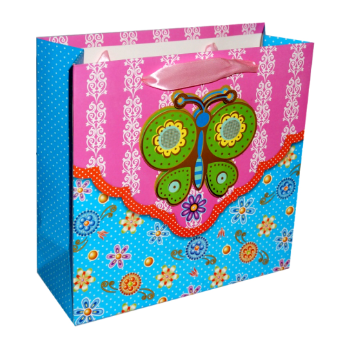 Пакет подарочный Бабочка Голубой + Розовый