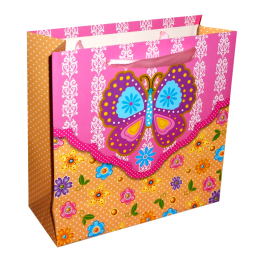 Пакет подарочный "Бабочка" Розовый + Желтый