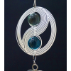 Підвісний декор Фэн-Шуй Спіраль Инь Ян скляна блакитна куля білий метал