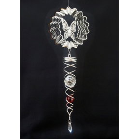 Підвісний Декор Фэн-Шуй Спіраль Метелик скляна куля білий метал