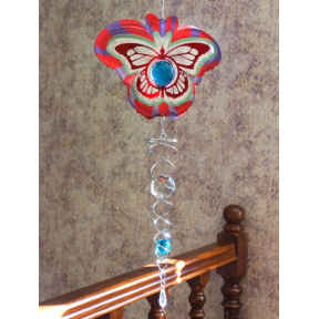 Підвісний декор Фэн-Шуй Спіраль Метелик скляна куля кольоровий метал