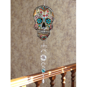 Підвісний декор Фэн-Шуй Спіраль Череп скляна куля кольоровий метал