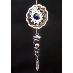 Підвісний декор Фэн-Шуй Спіраль Квітка скляна синя куля білий метал