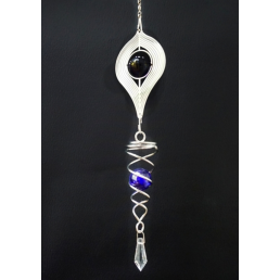 Підвісний декор Фэн-Шуй Спіраль Крапля скляна синя куля білий метал