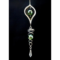 Підвісний декор Фэн-Шуй Спіраль Крапля скляна зелена куля білий метал
