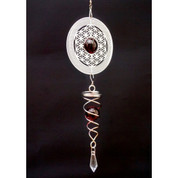 Підвісний декор Фэн-Шуй Спіраль Меркаба скляна червона куля білий метал