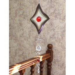 Підвісний декор Фэн-Шуй Спіраль Ромб скляна куля білий метал