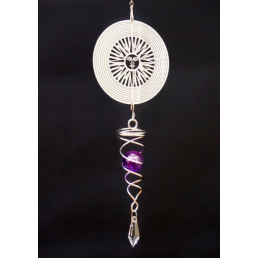 Підвісний декор Фэн-Шуй Спіраль Сонце скляна бузкова куля білий метал