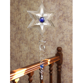 Підвісний декор Фэн-Шуй Спіраль Зірка Давида скляна куля білий метал