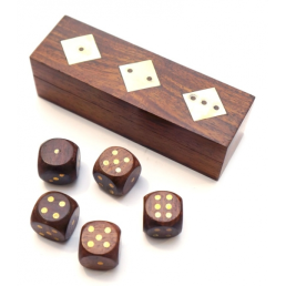 Гра 5 гральних кубиків в коробці з червоного дерева