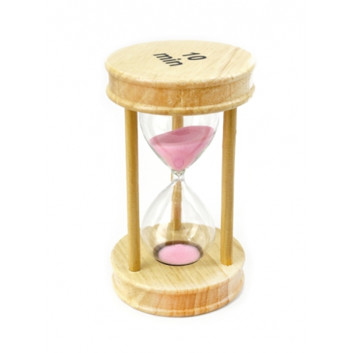 Пісочний годинник Коло скло і світле дерево 10 хвилин Рожевий пісок