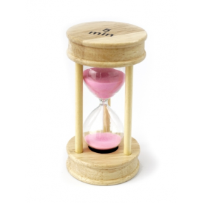 Пісочний годинник Коло скло і світле дерево 5 хвилин Рожевий пісок