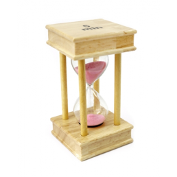 Пісочний годинник Квадрат скло і світле дерево 5 хвилин Рожевий пісок