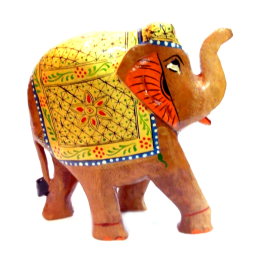 Дерев'яний слон з яскравим жовтим паланкіном С5632