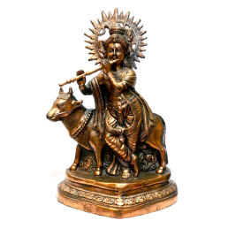 Статуя "Дутая" Силуминовая Кришна с коровой