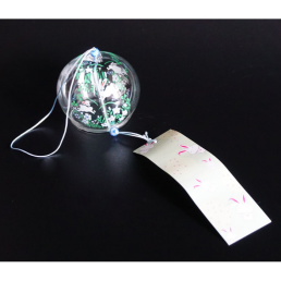 Японський скляний дзвіночок Фурін малий Зайці у квітах