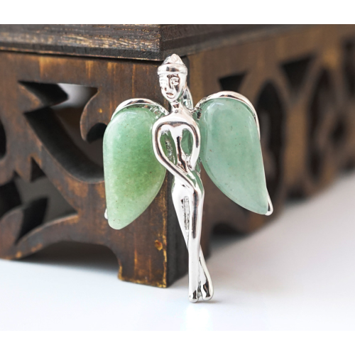 Кулон "Ангел з кам'яними крилами" вставка Зелений авантюрин